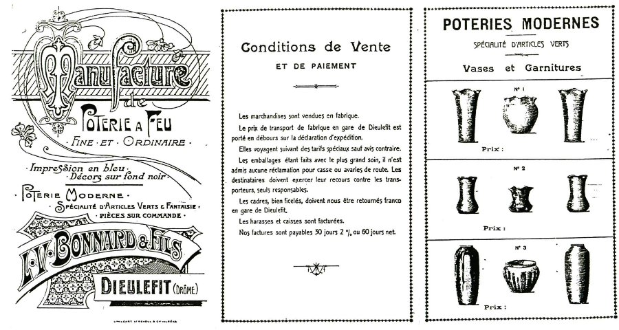Catalogue de la Poterie Artistique Victor et Sully Bonnard en 1910