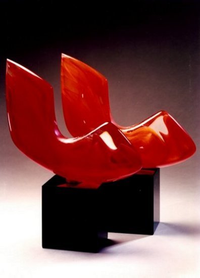 deux Envols rouge et orange de Lucien WERCOLLIER 1999