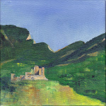 Le château de Piégros au pied du synclinal de Saoû dans la Drôme, tableau de Salomé 2015