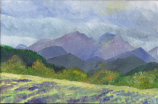 Cresta à Saillans vu depuis Mirabel-et-Blacons dans la Drôme, peinture de Salomé 2015