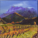 vignoble de clairette à Saillans en automne, tableau de Salomé 2015