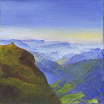 Le Roc de Toulau domine les Gorges d'Omblèze au Sud du Vercors drômois, tableau de Salomé automne 2015