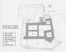 tour de Crest, plan des abords et des parties de la tour. Dessins Claude HUOT