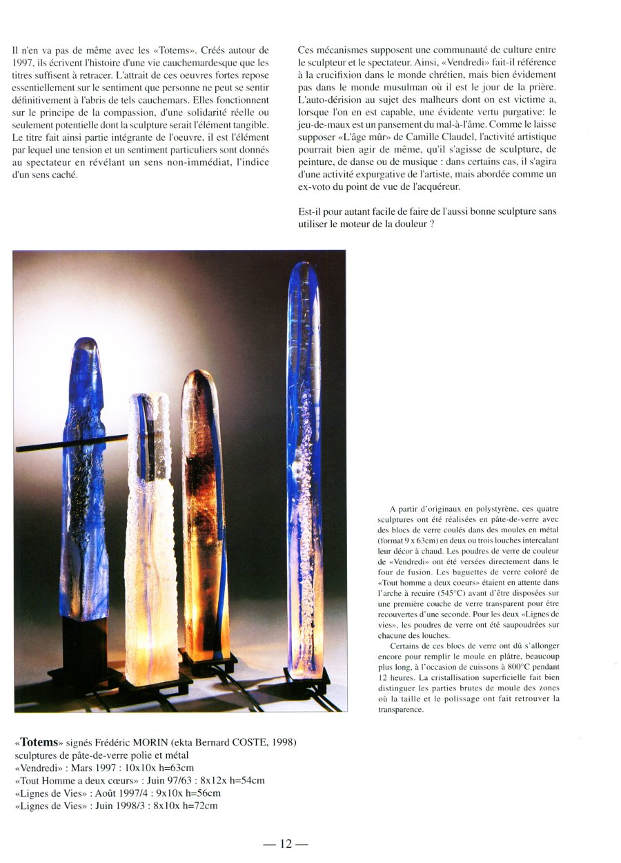 sculptures pate de verre frederic morin TOTEMS