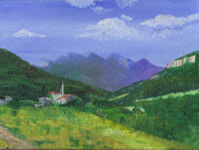 Abbaye cistercienne de Léoncel dans le Vercors drômois, tableau de Salomé 2015