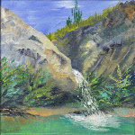 Cascade et vasque de l'Aiguebelle à Pontaix, peinture de Salomé 2015